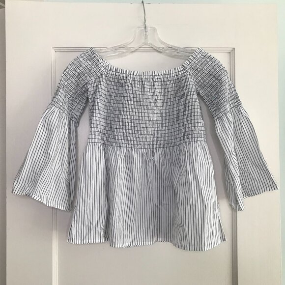 Loft | Striped Smocked Off-the-Shoulder Top - Picture 4 of 10
